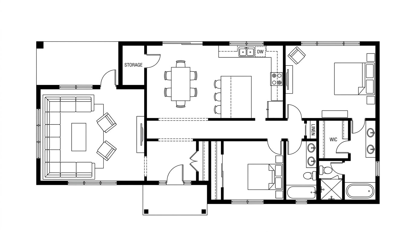 📐 BEFORE (แปลนเส้น 2D CAD ขาวดำ)