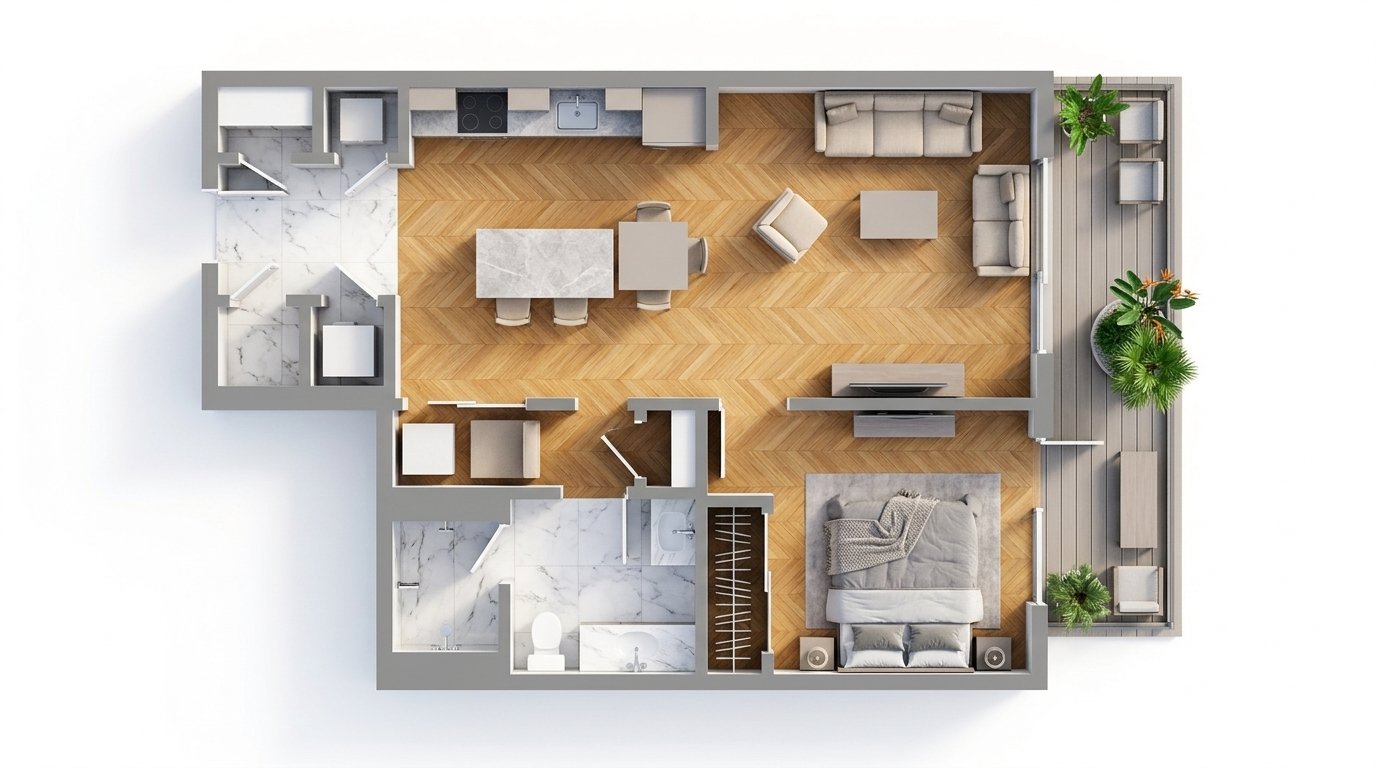 🎨 AFTER (Top-Down 3D Plan สำหรับทำโบรชัวร์หรู)